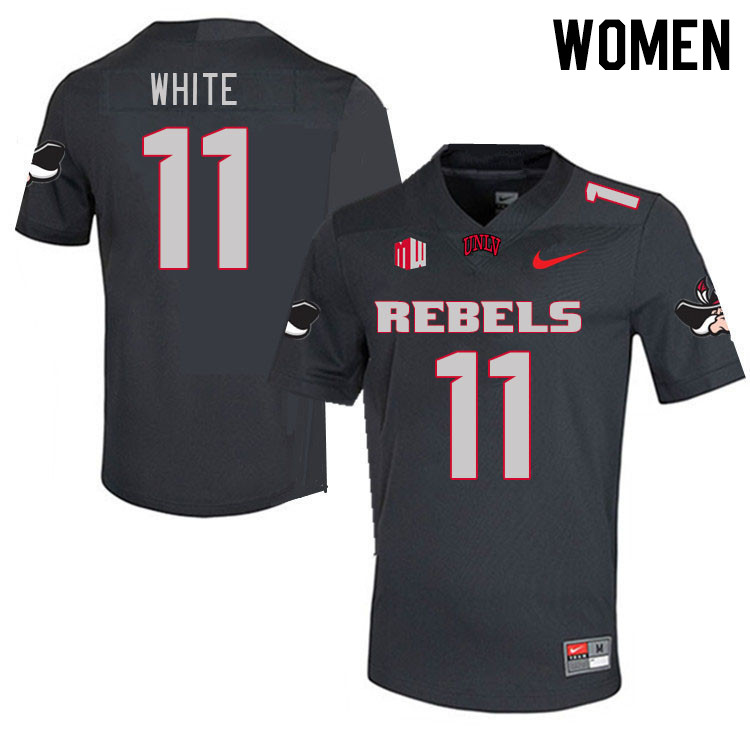 Women #11 Ricky White UNLV Rebels 2023 College Football Jerseys Stitched-Charcoal